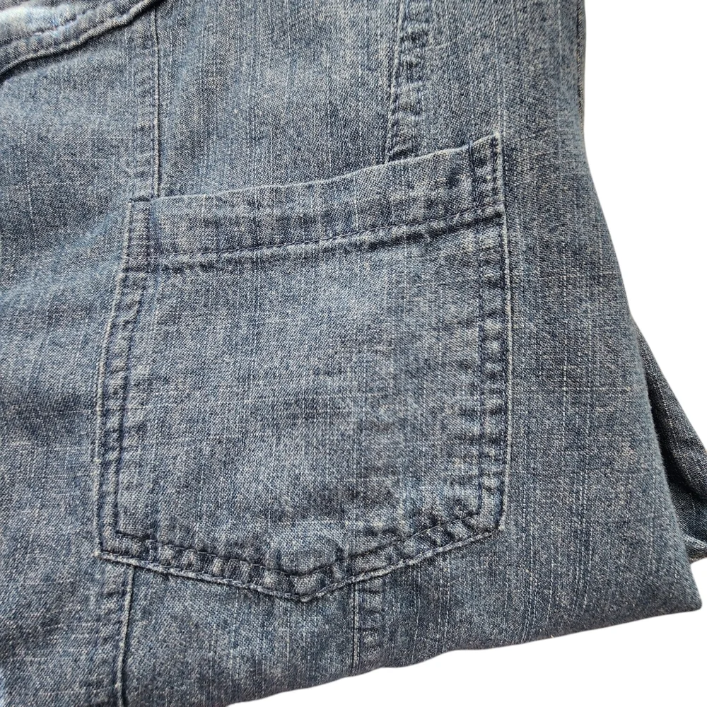 Unbranded denim jacket top blouse with lace trim front buttons 2 pockets sz lrg - Picture 11 of 14